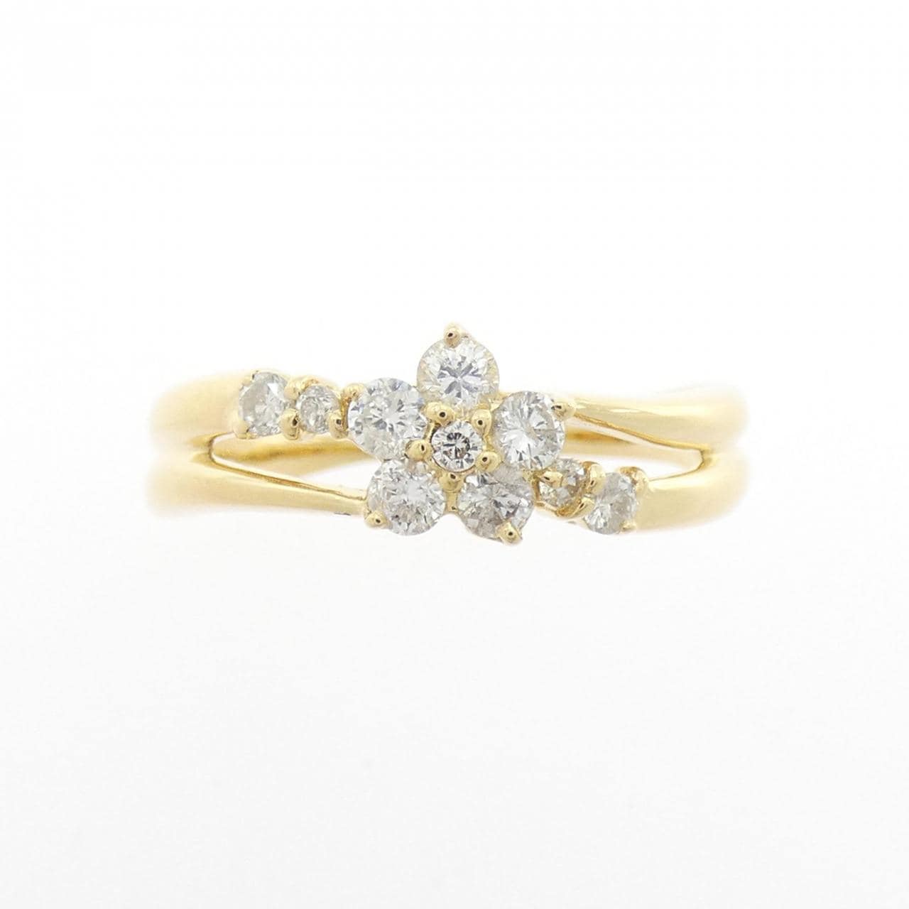 K18YG フラワー ダイヤモンド リング 0.34CT
