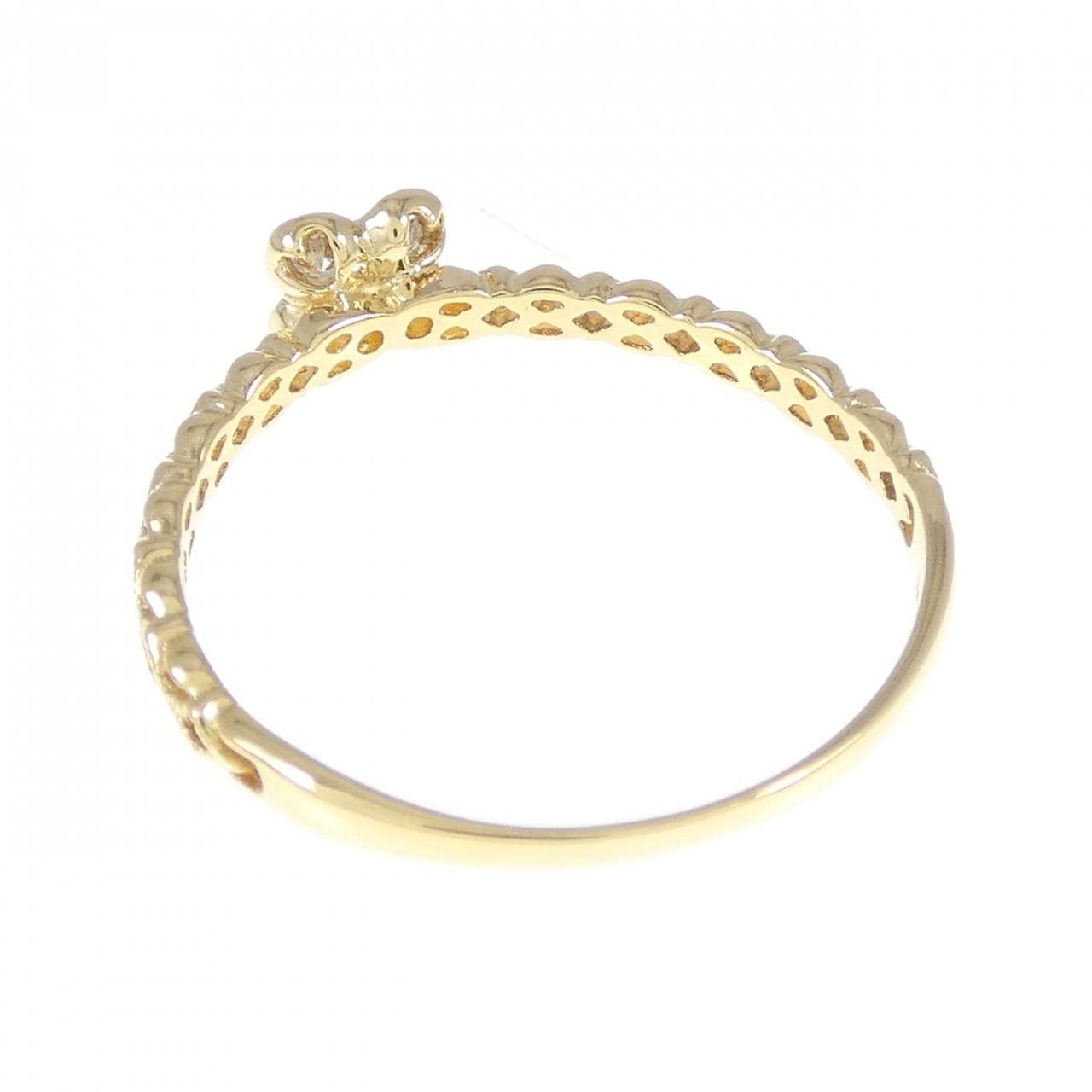K18YG フラワー ダイヤモンド リング 0.10CT