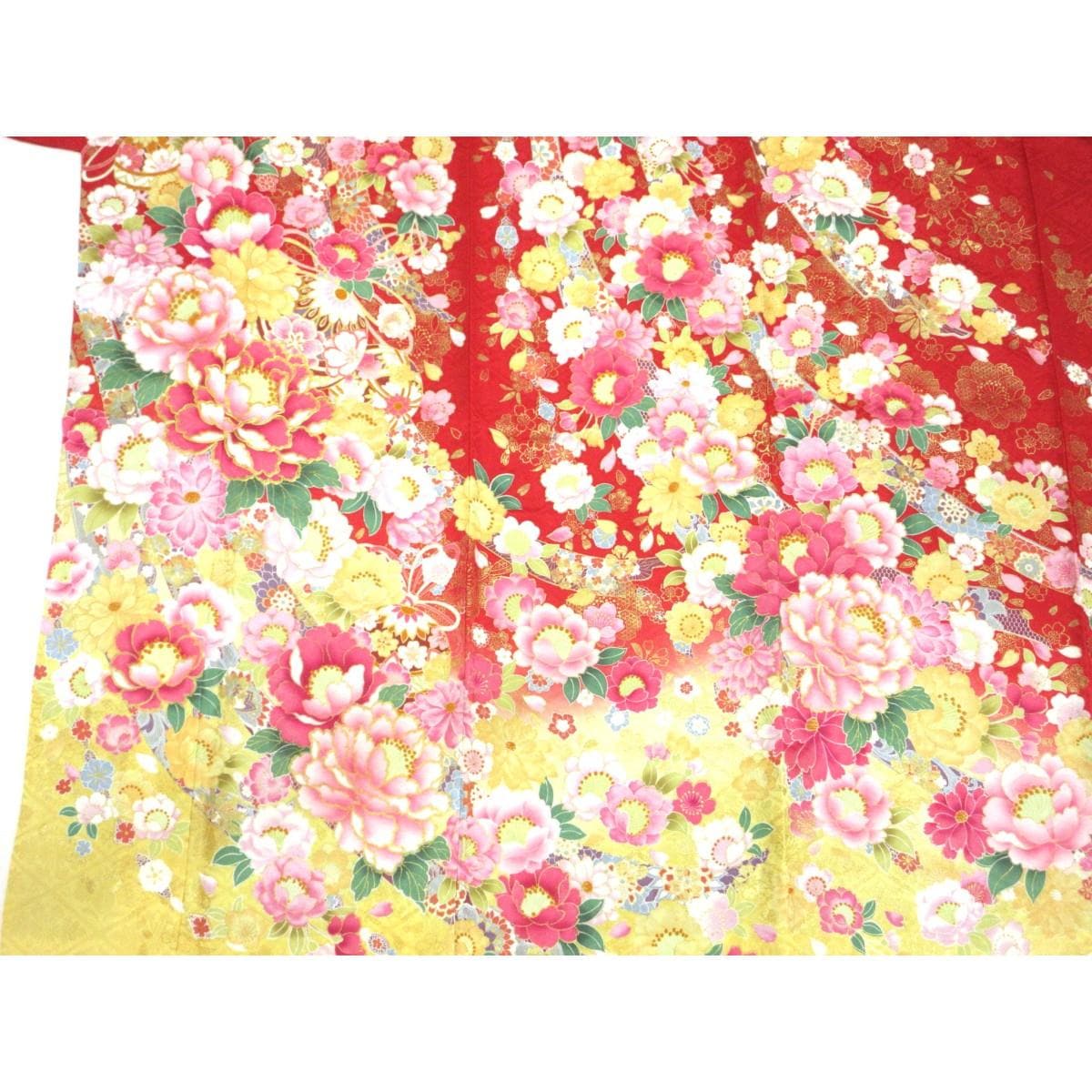 振袖　友禅金彩加工　刺繍入りボカシ染