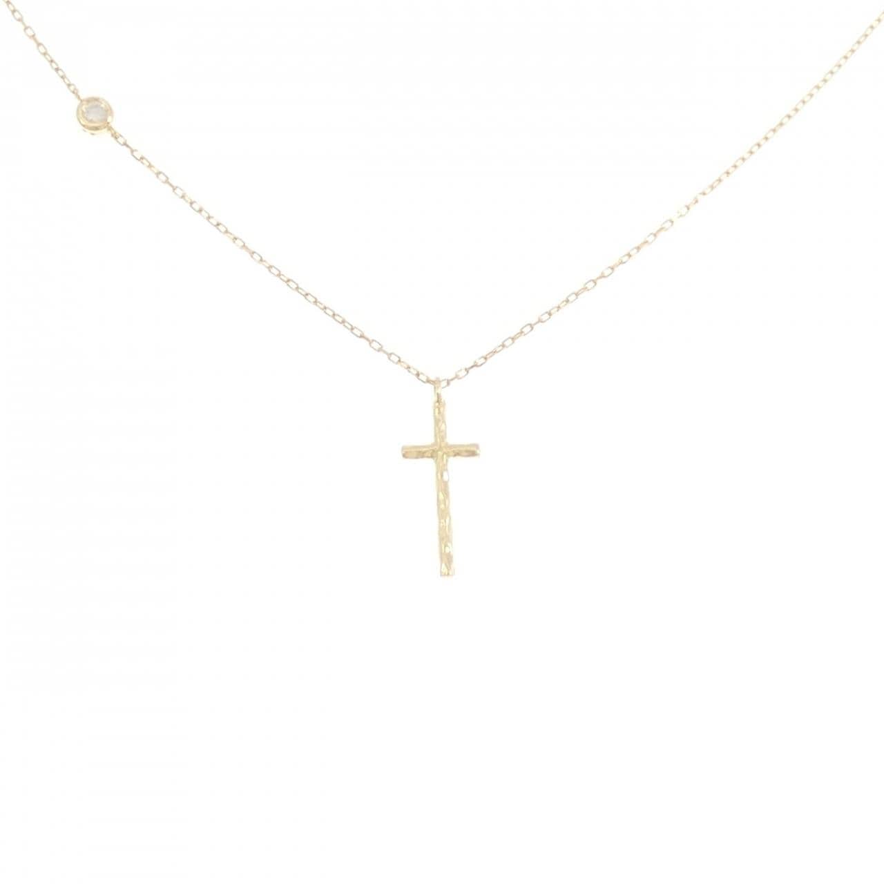 K18YG クロス ダイヤモンド ネックレス 0.03CT