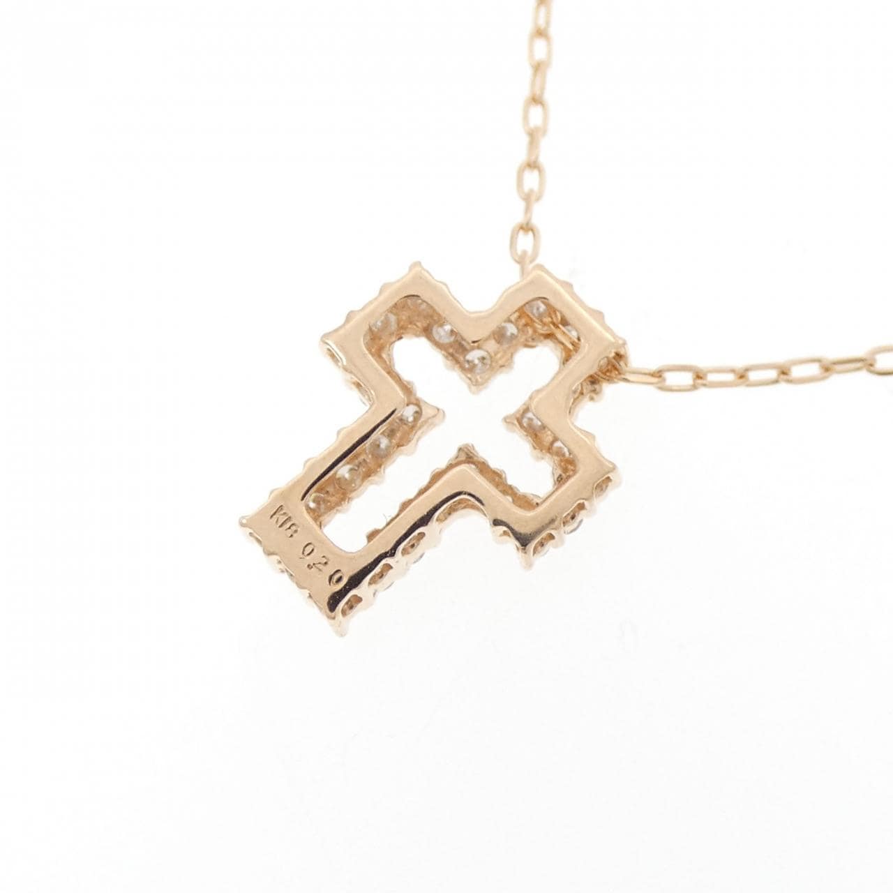 K18PG クロス ダイヤモンド ネックレス 0.20CT