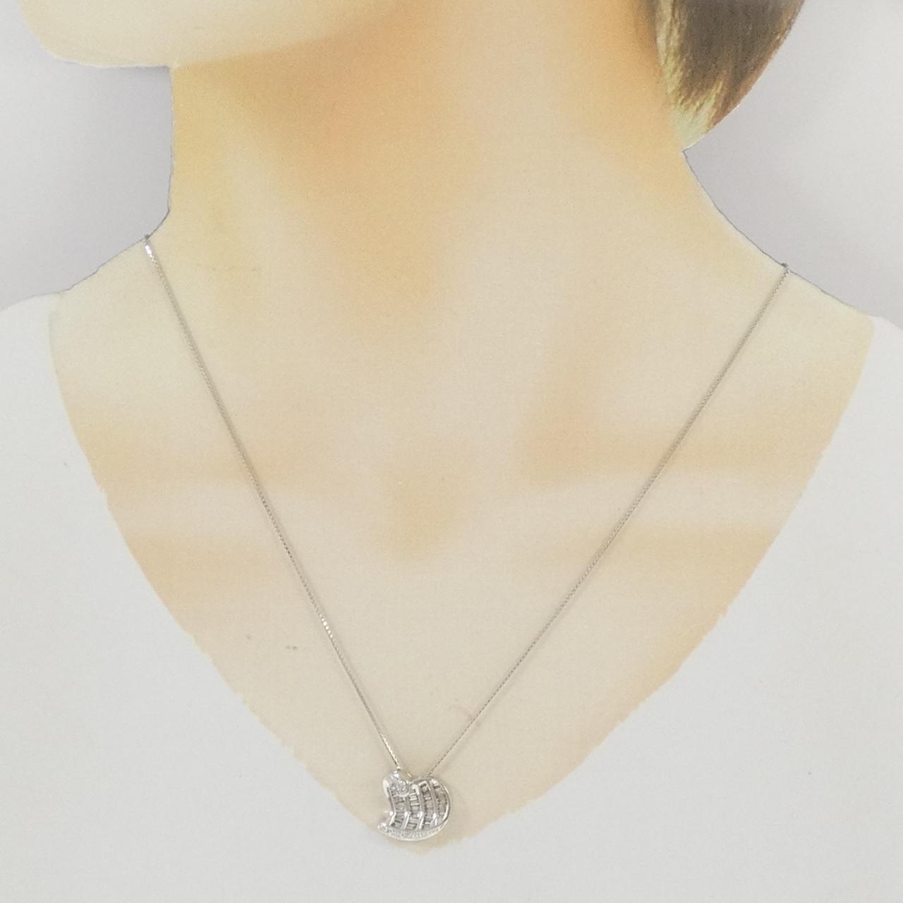 K18WG ハート ダイヤモンド ネックレス 0.50CT
