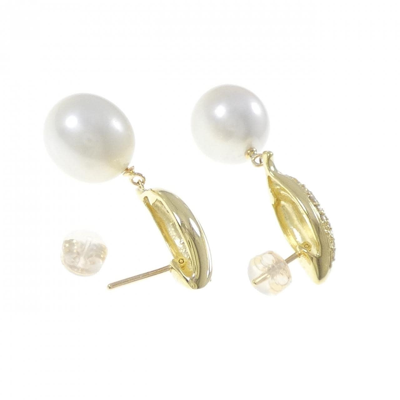 K18YG 白蝶パール ピアス 11.3mm