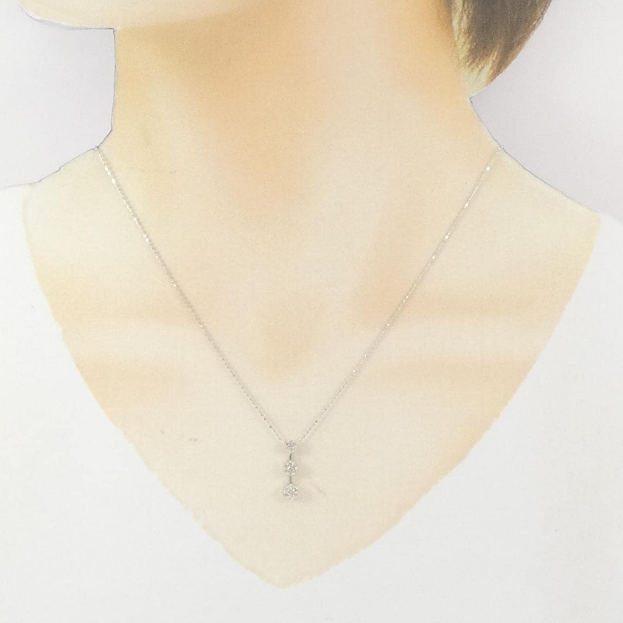 K18WG/750WG ダイヤモンド ネックレス 0.20CT