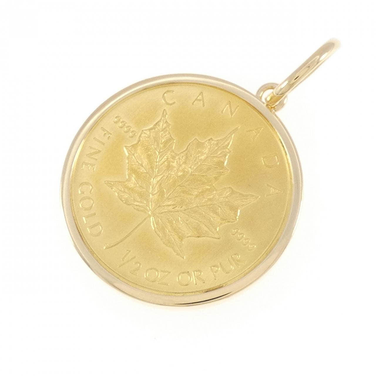 K18YG frame coin pendant