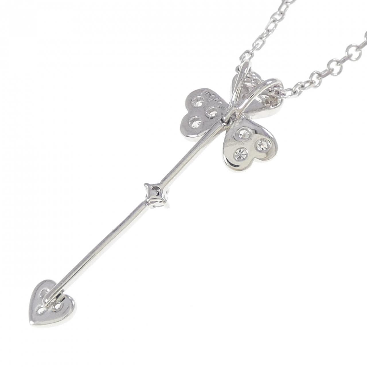 PT900/PT850 クローバー×ハート ダイヤモンド ネックレス 0.20CT