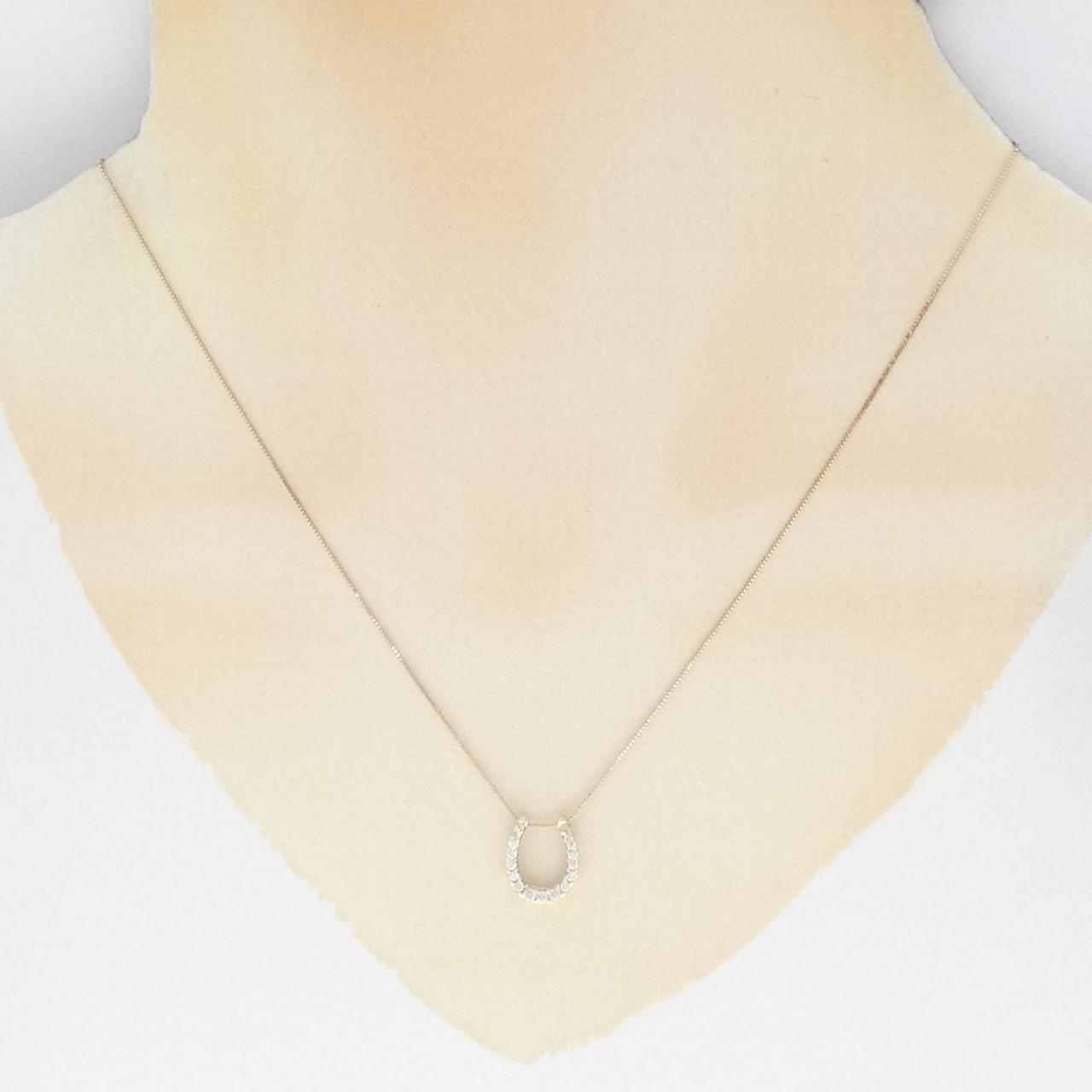K10YG ホースシュー ダイヤモンド ネックレス 0.20CT