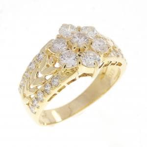K18YG フラワー ダイヤモンド リング 1.013CT