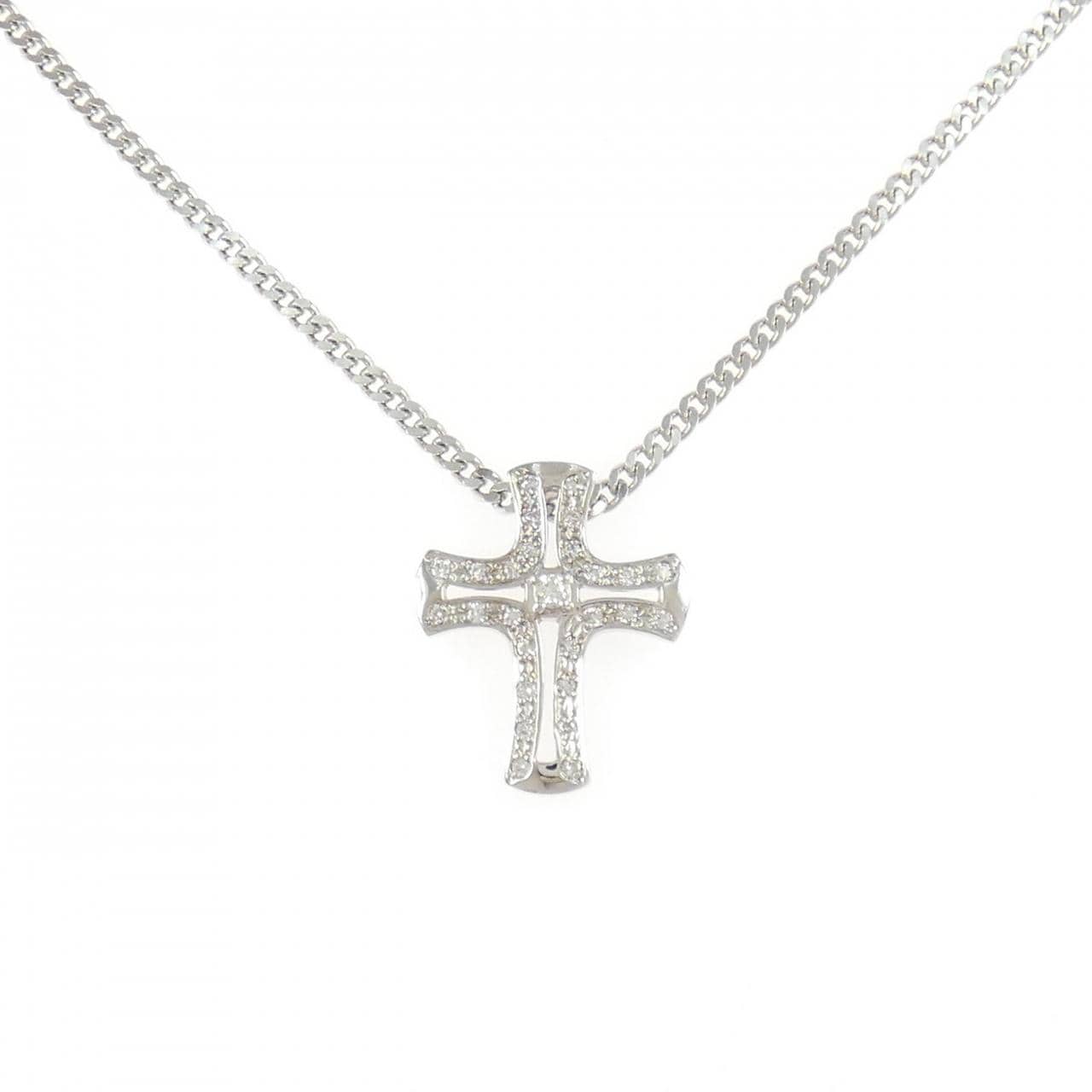 K18WG クロス ダイヤモンド ネックレス 0.30CT