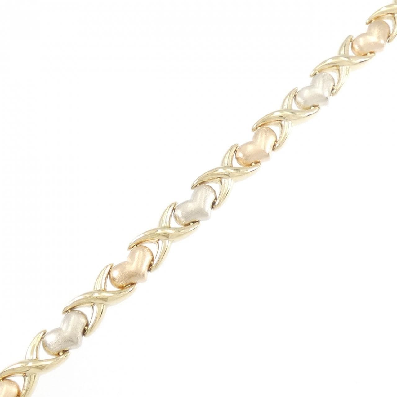 750 Three Color Heart Bracelet