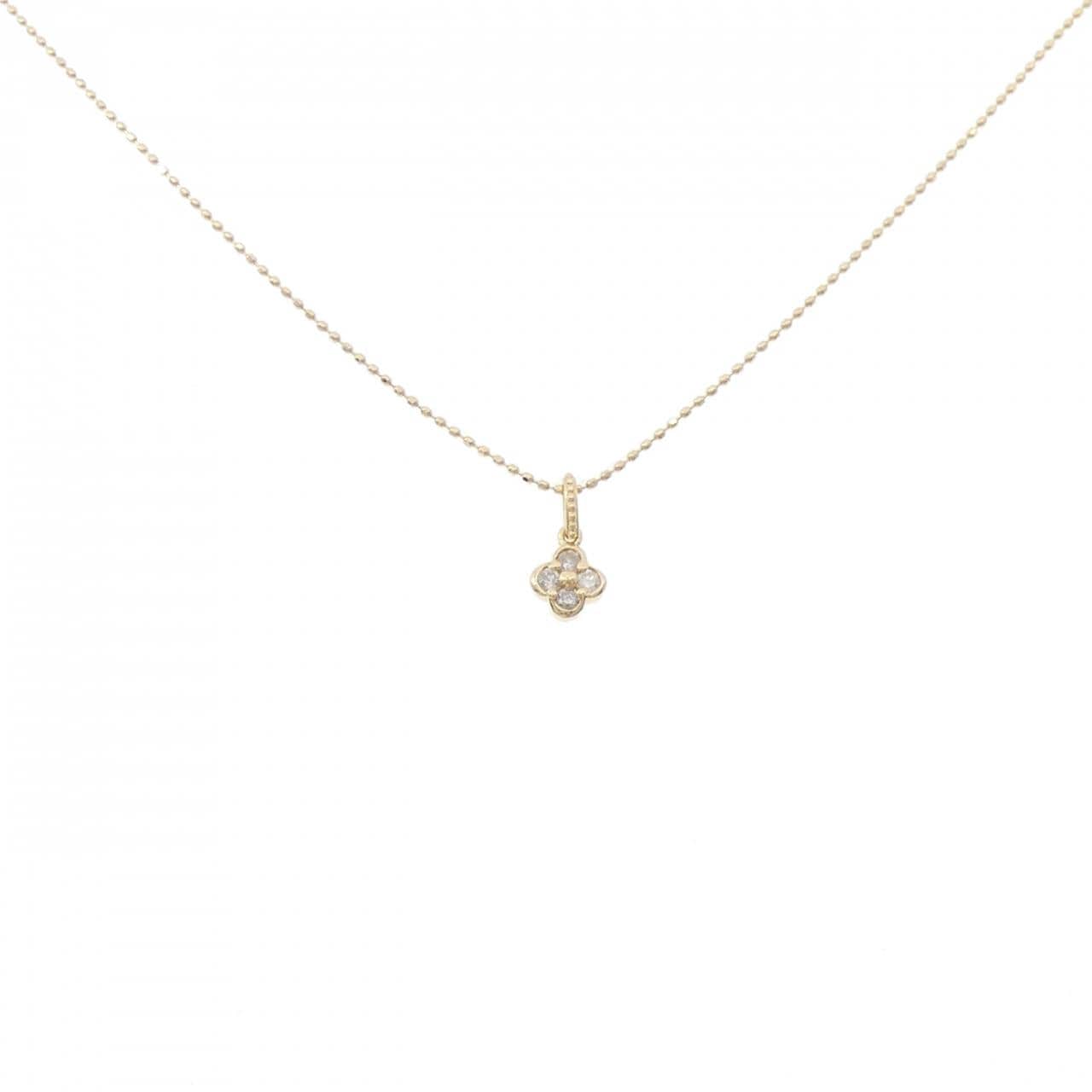 K18YG フラワー ダイヤモンド ネックレス 0.11CT