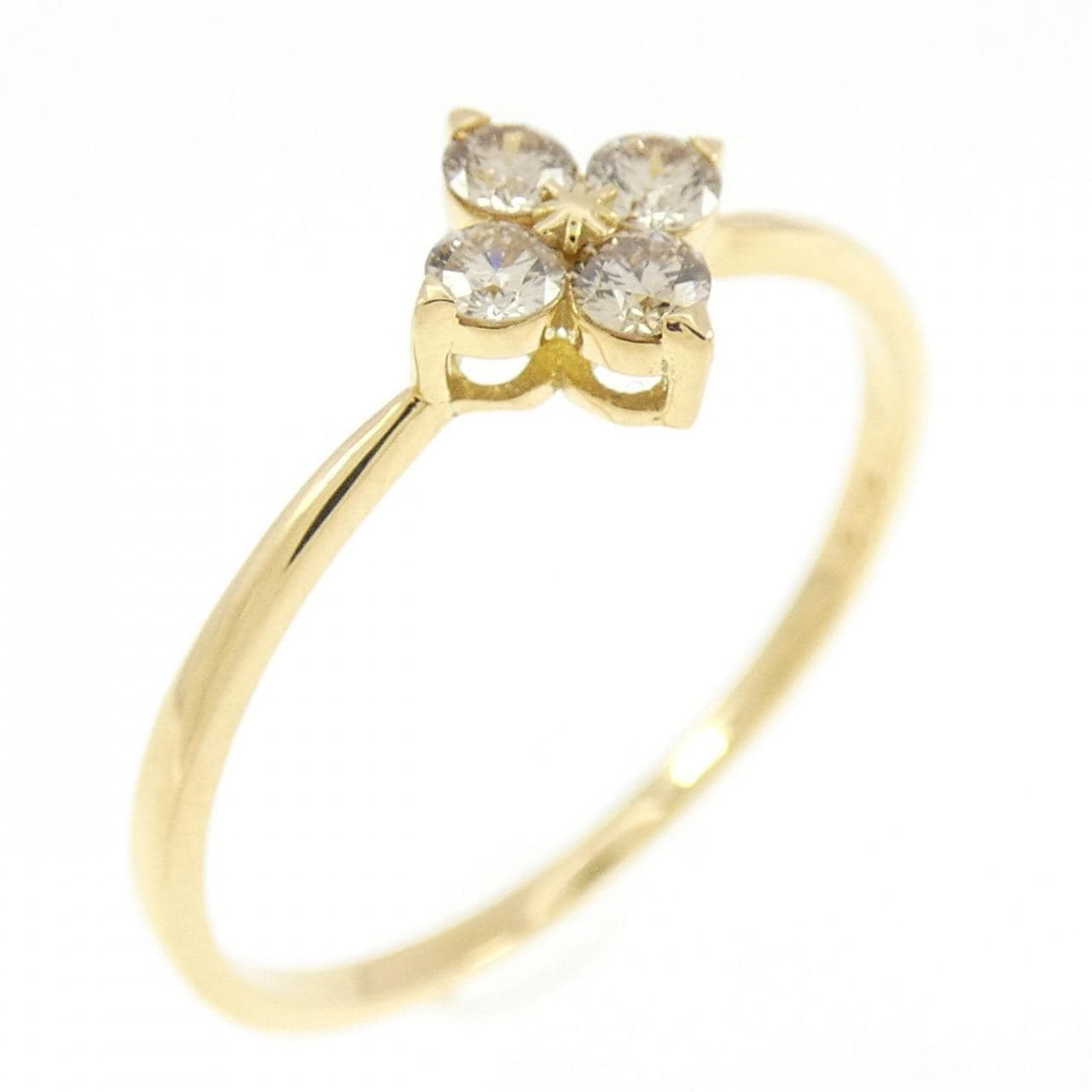 【新品】K18YG フラワー ダイヤモンド リング 0.15CT