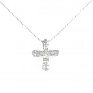 K18WG クロス ダイヤモンド ネックレス 0.42CT