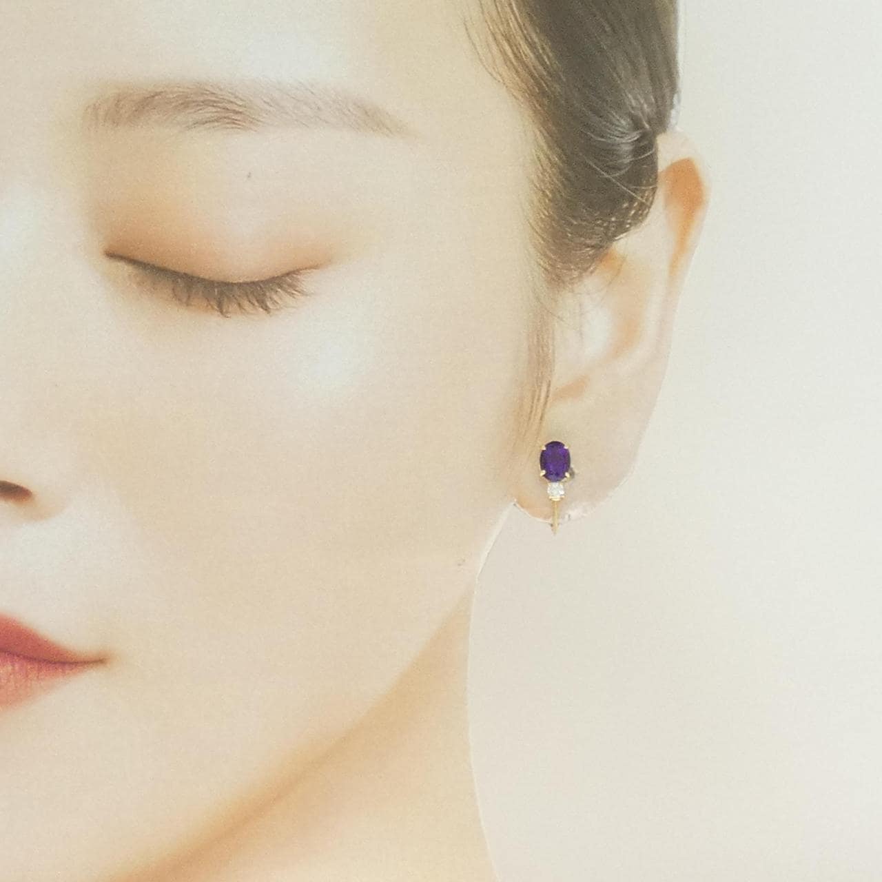 18K黄金紫水晶耳夹，1.57克拉