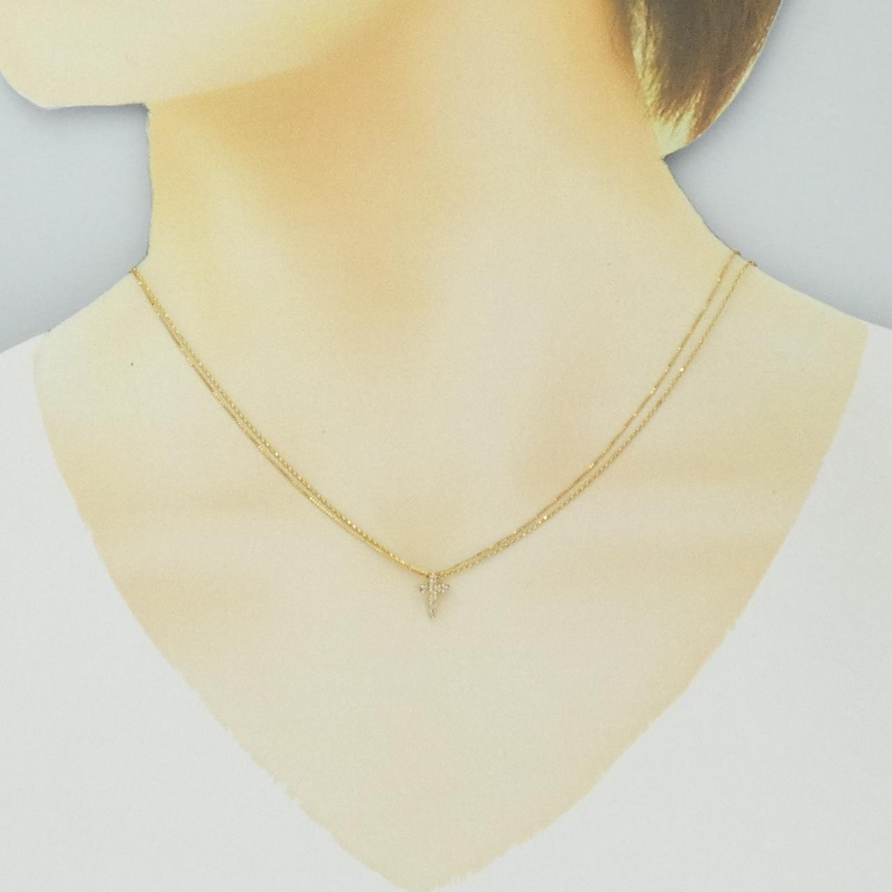 K18YG クロス ダイヤモンド ネックレス 0.1CT