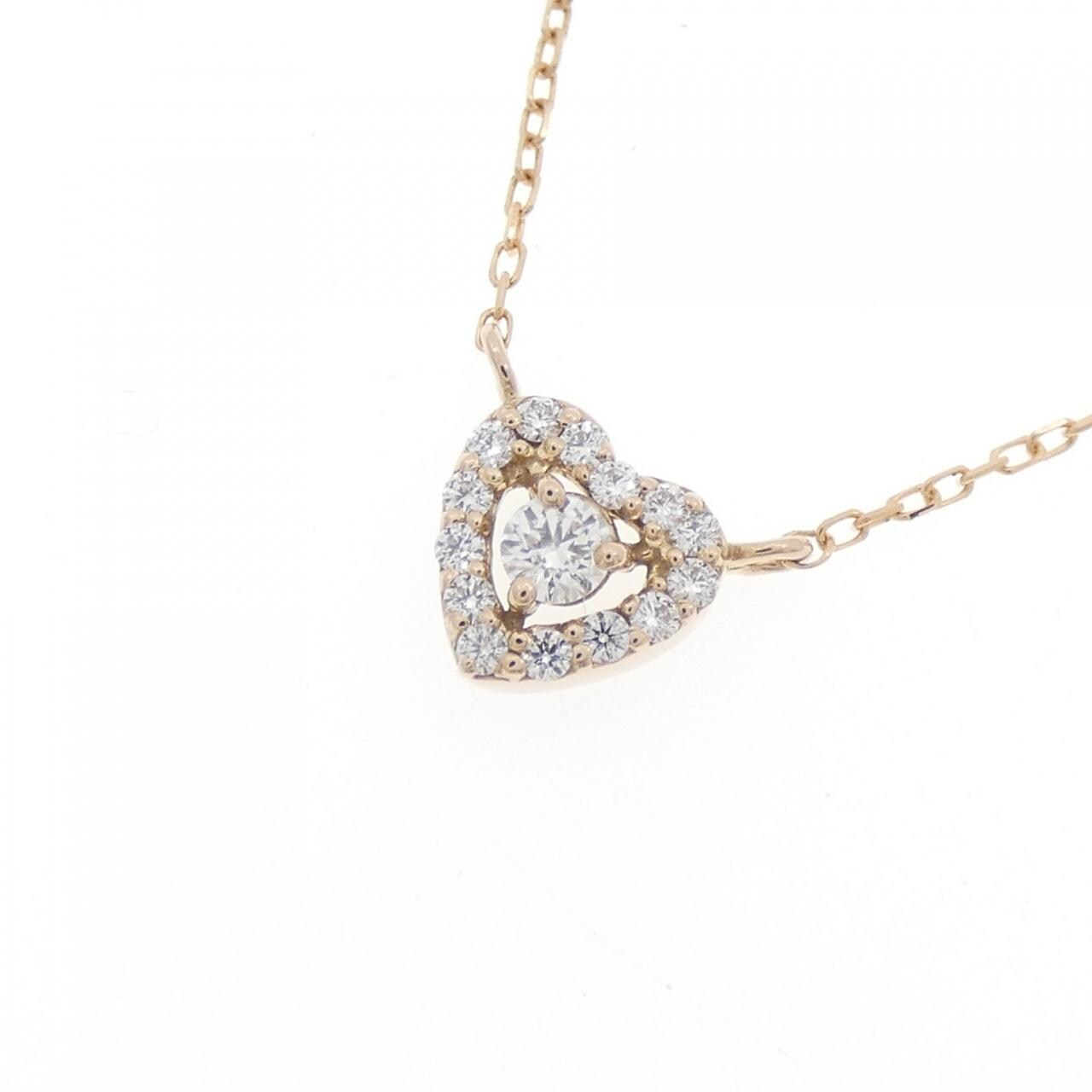 K18PG ハート ダイヤモンド ネックレス 0.14CT