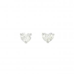 【リメイク】PT900/ST ダイヤモンド ピアス 0.449CT 0.526CT H SI1-SI2 ハートシェイプ