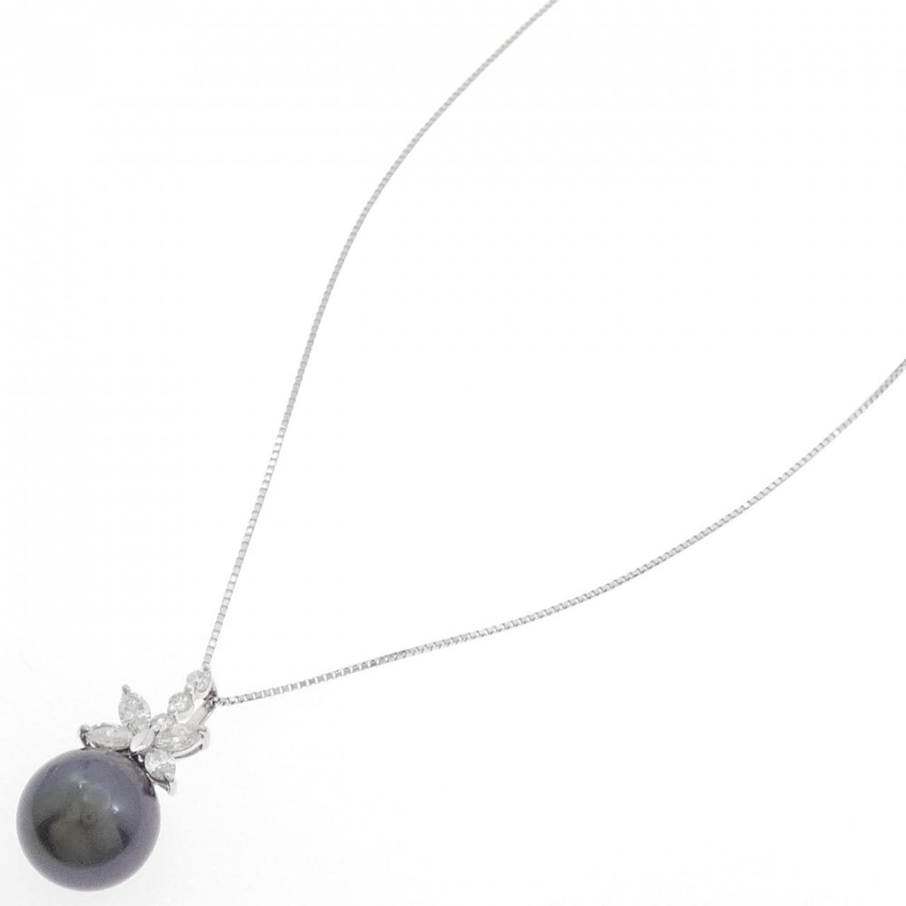 PT900/PT850 黒蝶パール ネックレス 11.4mm