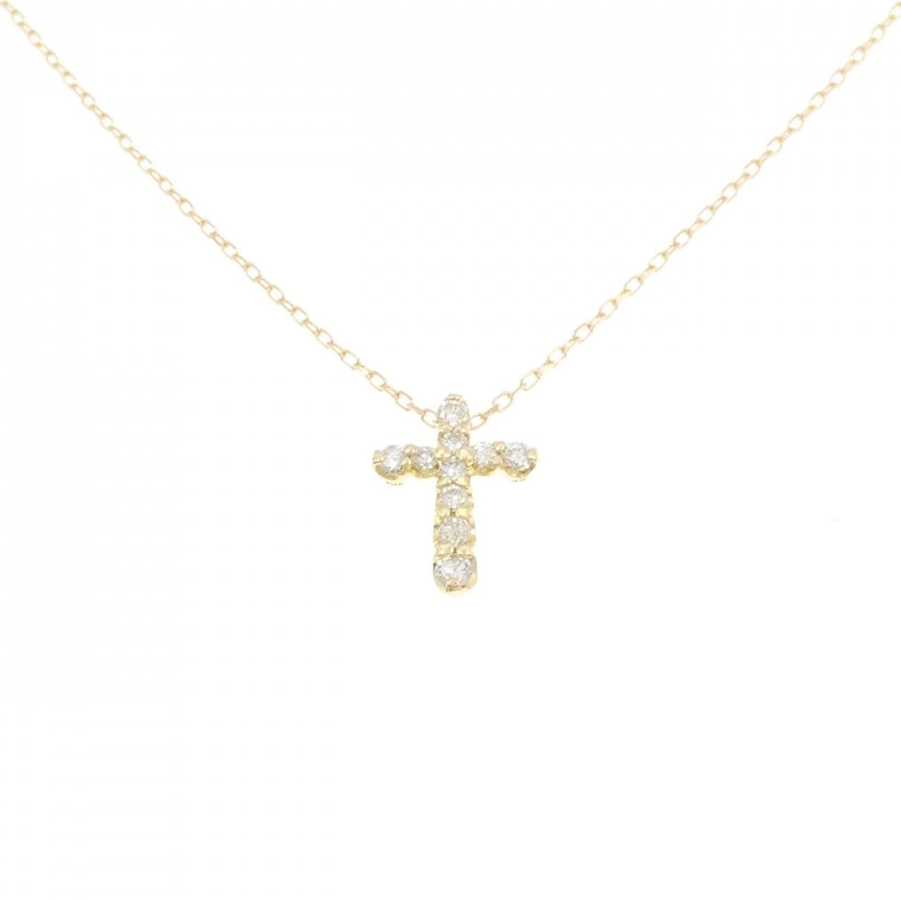 K18YG クロス ダイヤモンド ネックレス 0.20CT