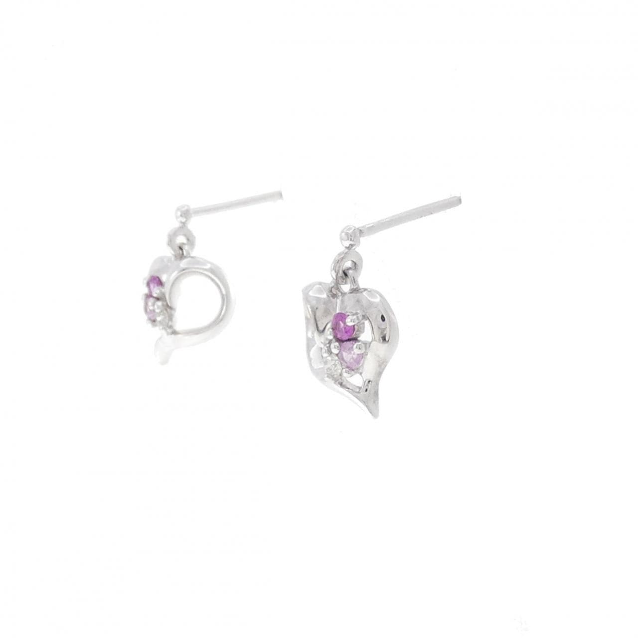 K10WG Heart Sapphire Earrings 0.08CT