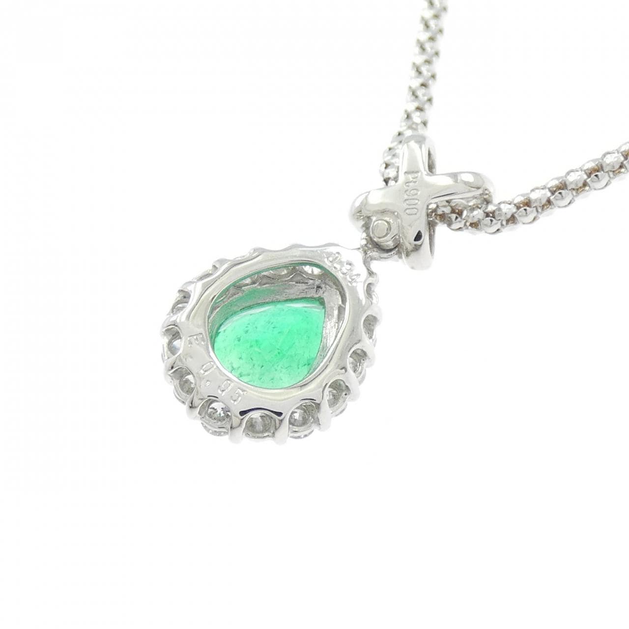 PT900/K18WG エメラルド ネックレス 0.95CT