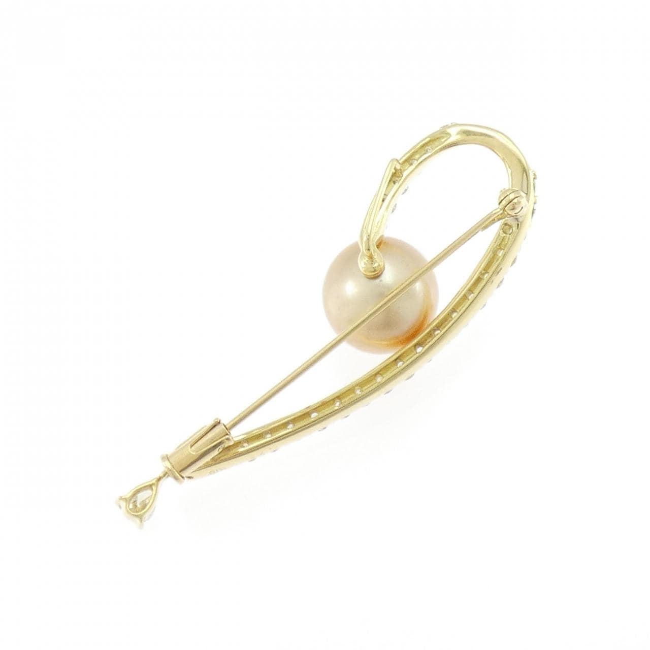 K18YG 白蝶パール ブローチ 10.3mm