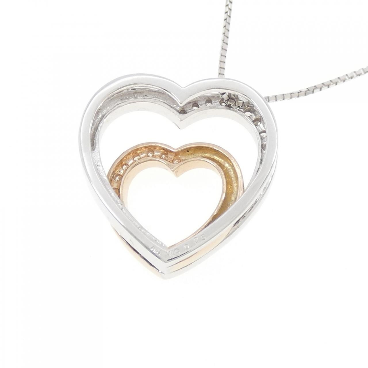 K18WG/K18PG ハート ダイヤモンド ネックレス 0.25CT