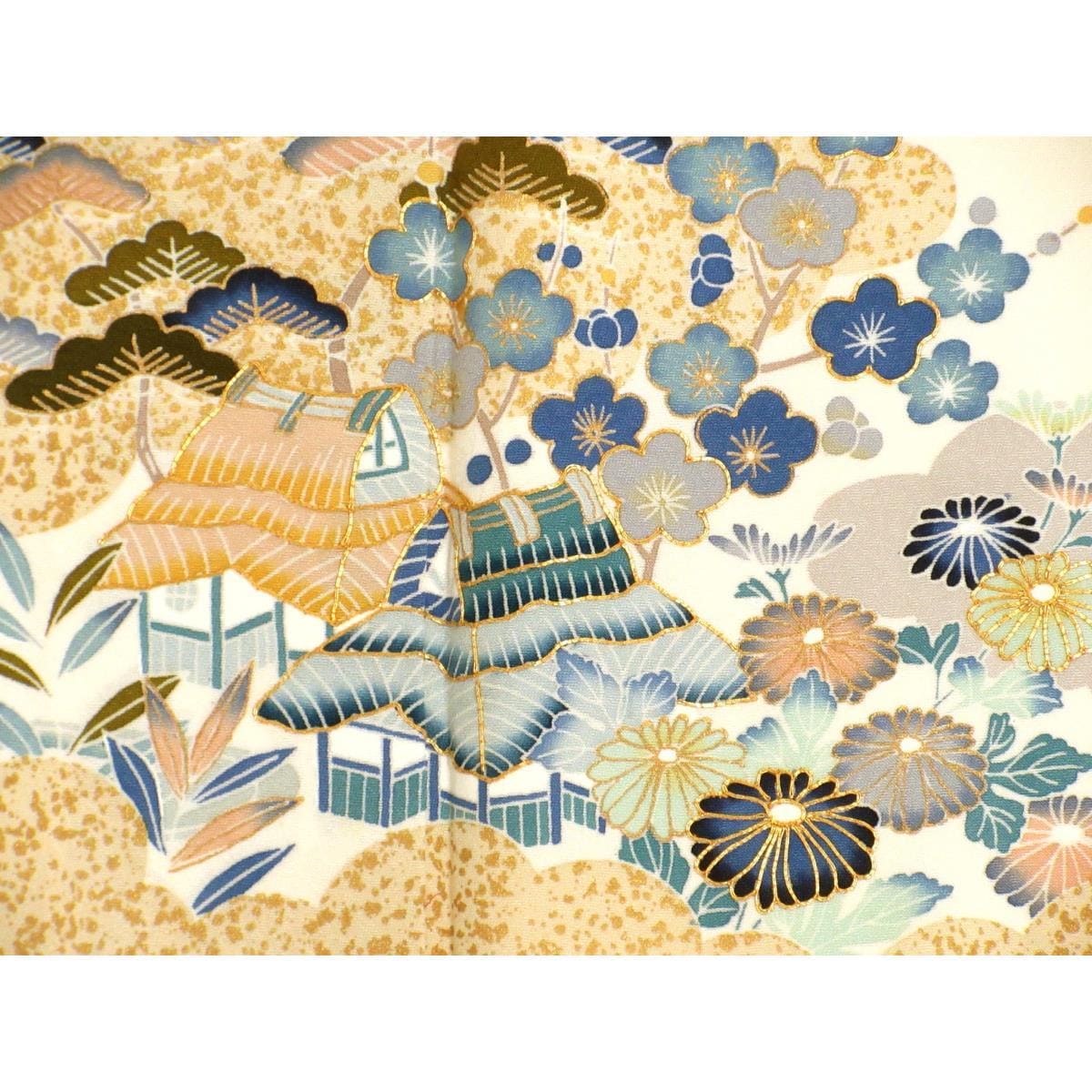 訪問着　友禅金彩加工　刺繍入り