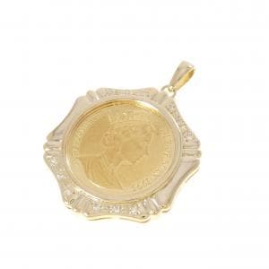 K18YG(枠) ダイヤモンド コイン ペンダント 0.10CT