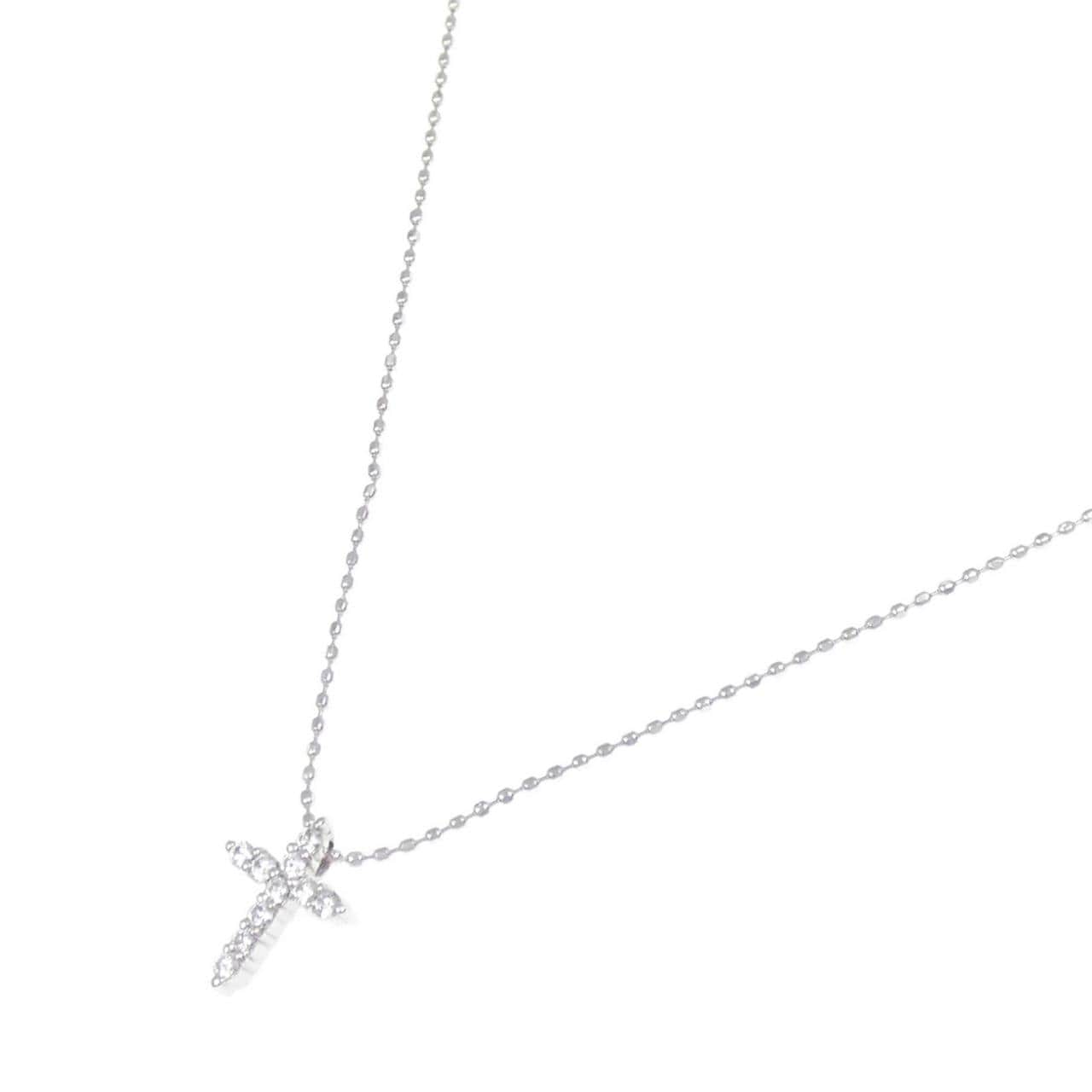 K18WG クロス ダイヤモンド ネックレス 0.10CT