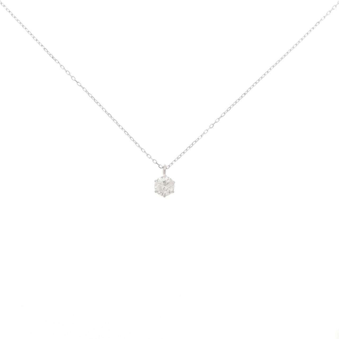 PT900/K18WG ソリティア ダイヤモンド ネックレス 0.224CT