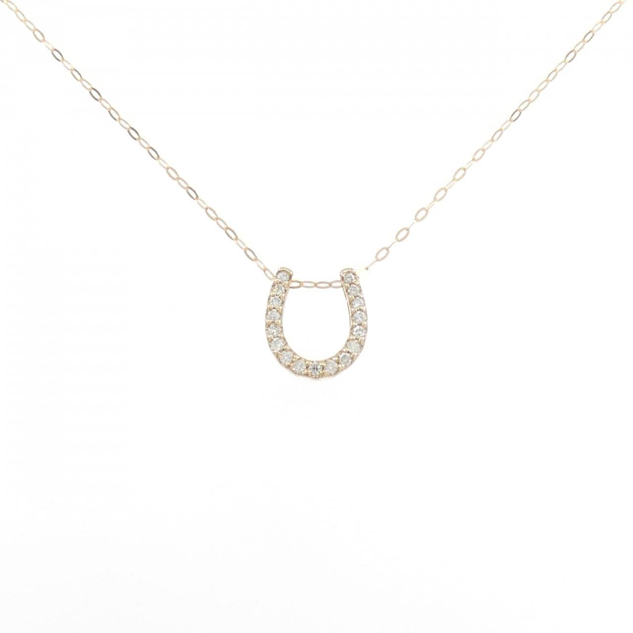 K18PG ホースシュー ダイヤモンド ネックレス 0.10CT