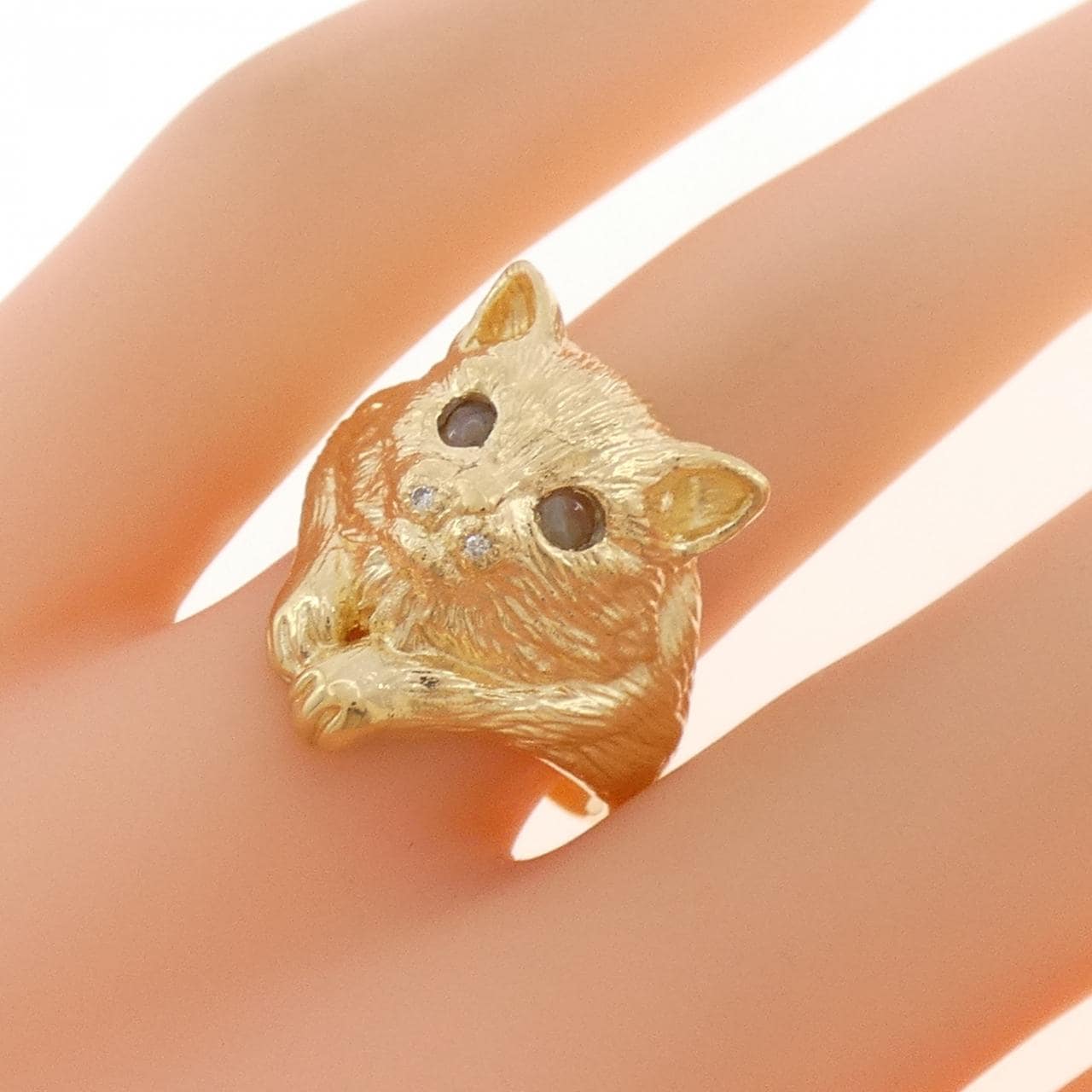 K18YG キャット クリソベリルキャッツアイ リング