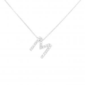 K18WG イニシャルM ダイヤモンド ネックレス 0.21CT
