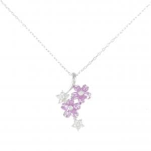 K18WG フラワー サファイヤ ネックレス 1.10CT