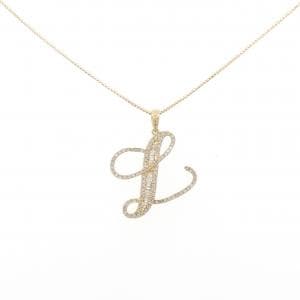 K18YG イニシャルL ダイヤモンド ネックレス 0.50CT