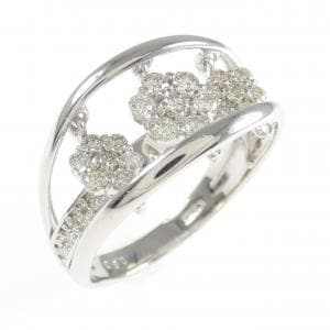 K18WG フラワー ダイヤモンド リング 0.50CT