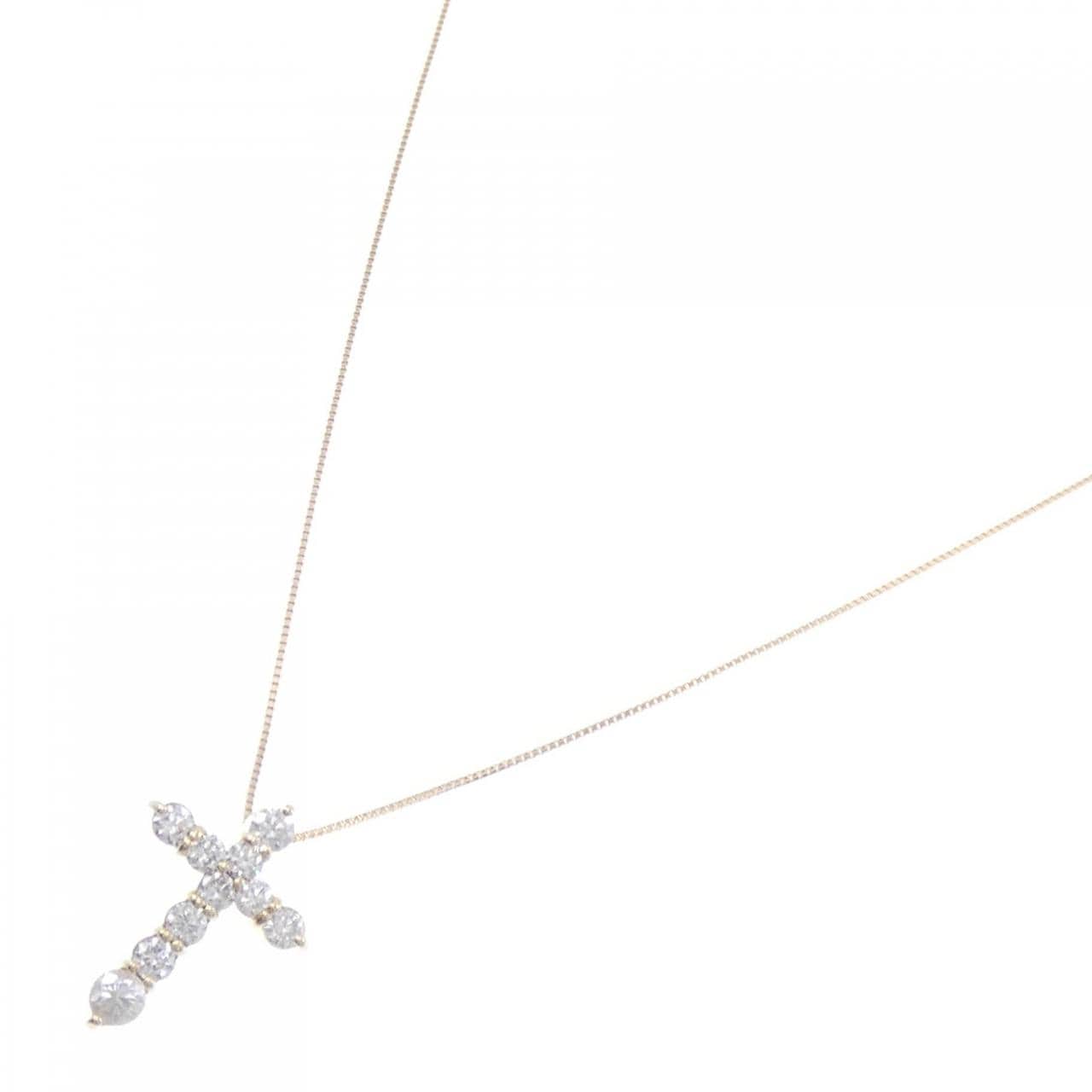 K18YG cross Diamond necklace 1.00CT