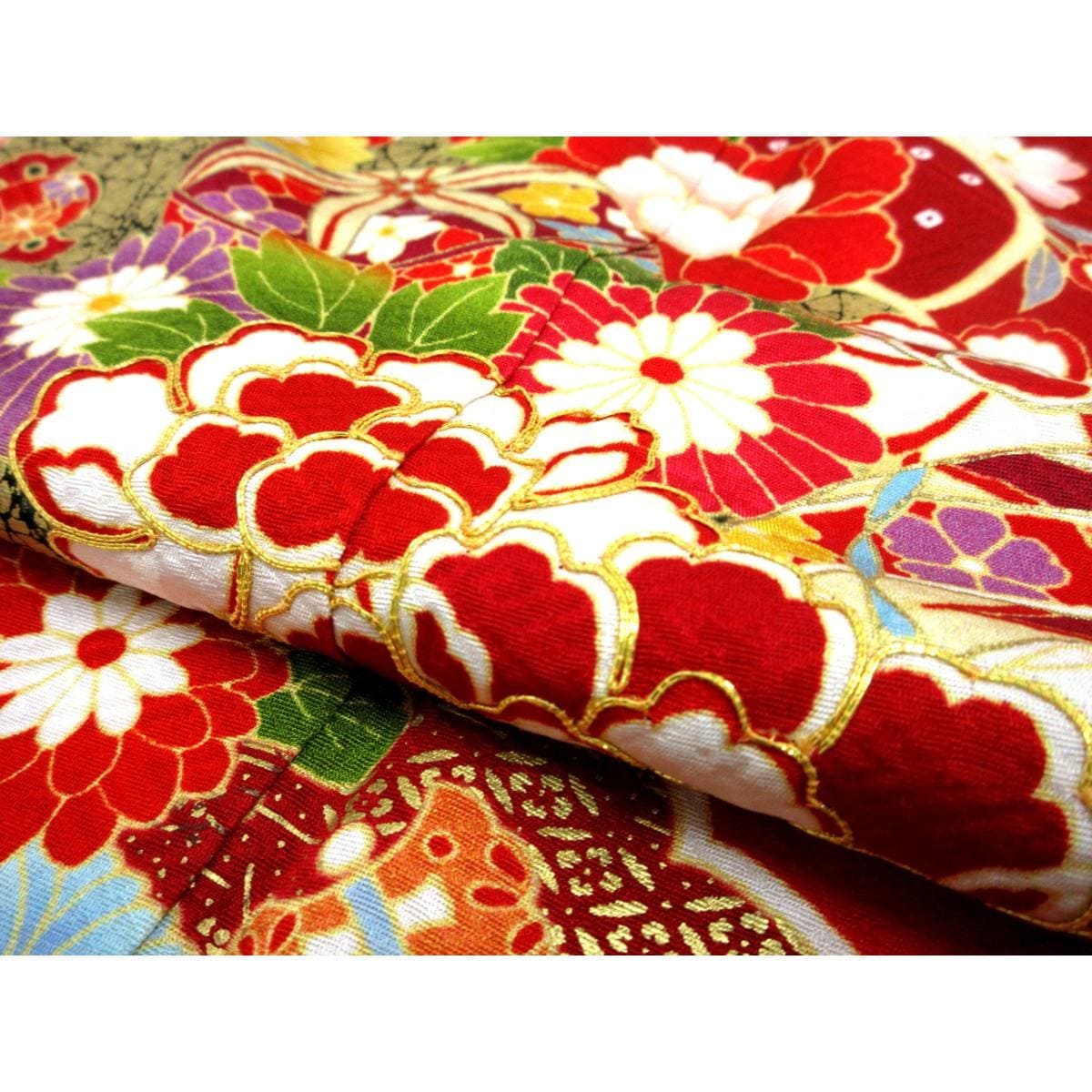 振袖　友禅金彩加工　刺繍入りボカシ染