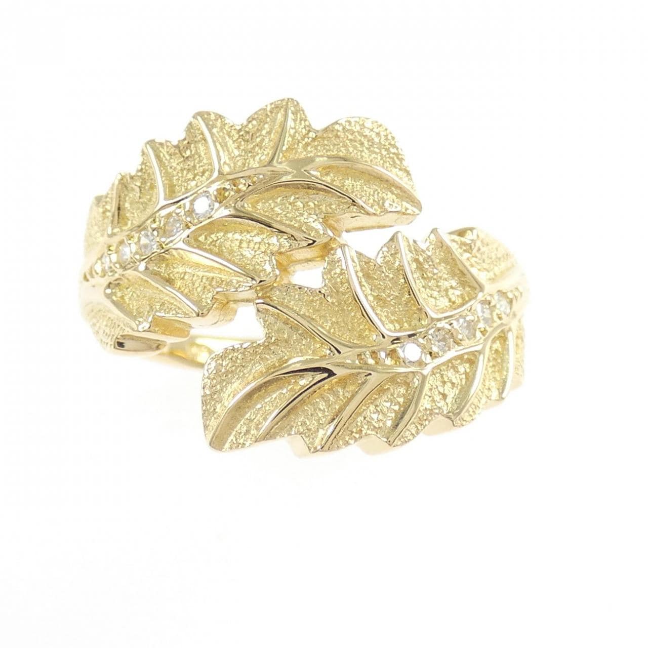 K18YG リーフ ダイヤモンド リング 0.06CT