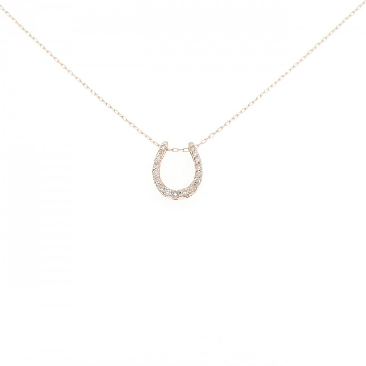 K10PG ホースシュー ダイヤモンド ネックレス 0.20CT