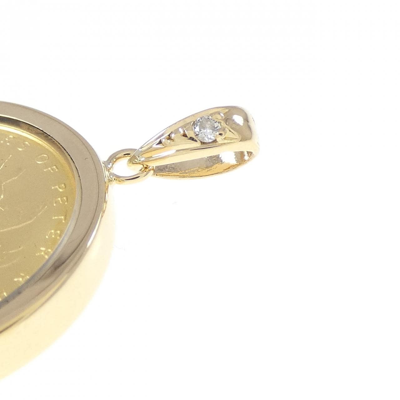 K18YG(枠) ダイヤモンド コイン ペンダント 0.01CT