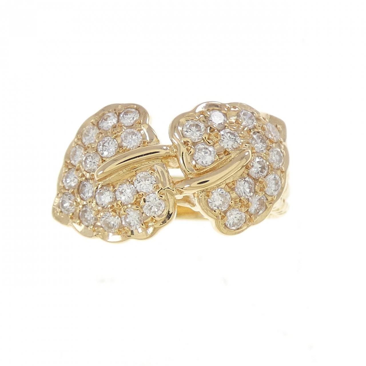 K18YG リーフ ダイヤモンド リング 0.50CT