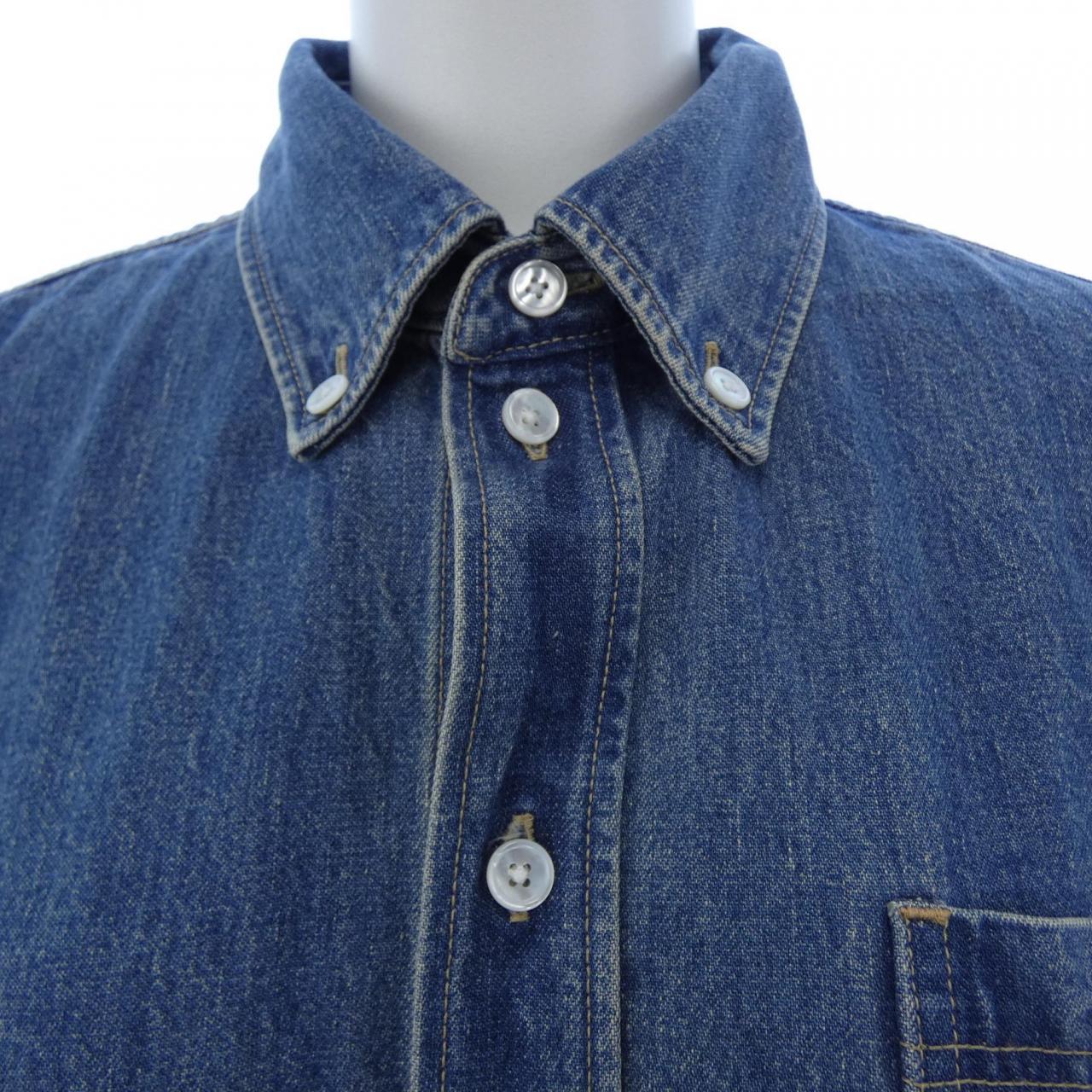 セリーヌ CELINE ユニオンオーシャンウォッシュデニム クロップドシャツ トリオンフ 2T187459N シャツ