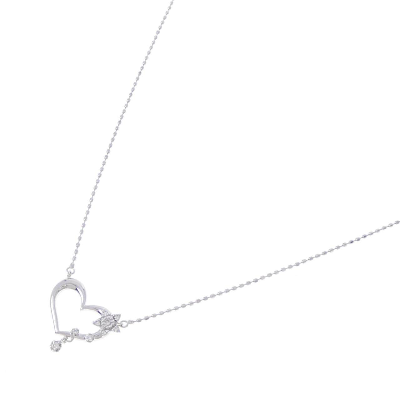 K10WG ハート ダイヤモンド ネックレス 0.05CT
