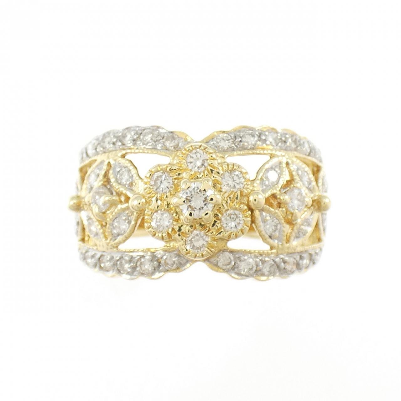 K18YG/K18WG花朵鑽石戒指0.50CT
