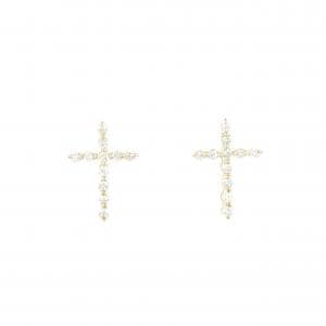 【リメイク】K18YG クロス ダイヤモンド ピアス 0.20CT