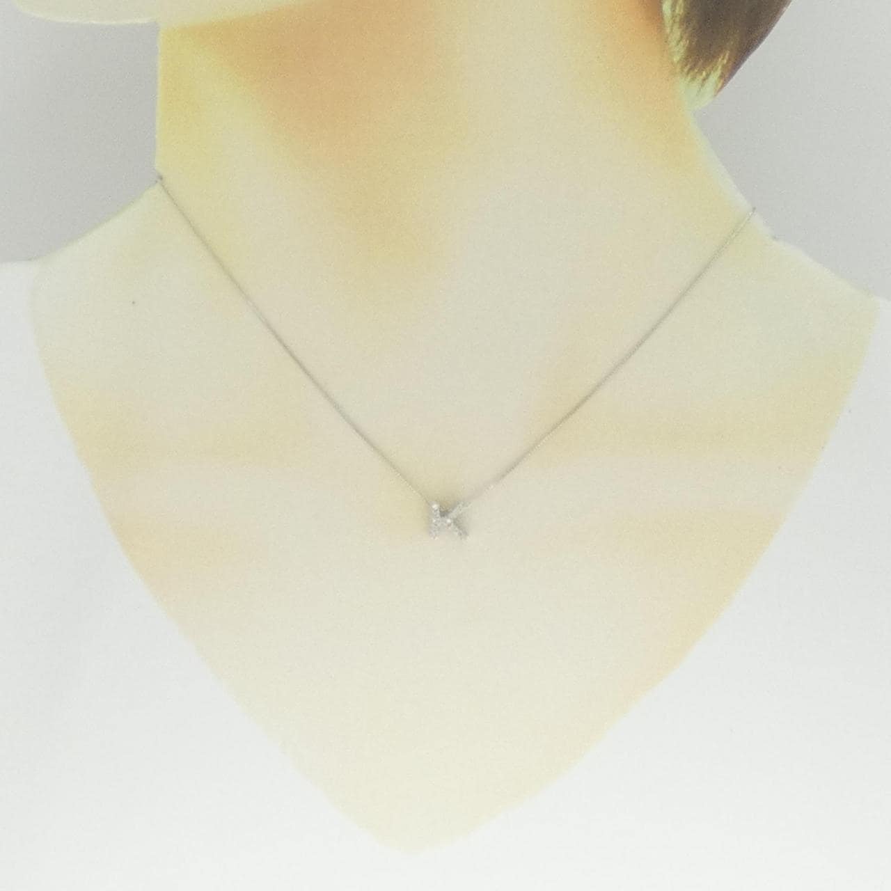 K18WG イニシャルK ダイヤモンド ネックレス 0.08CT