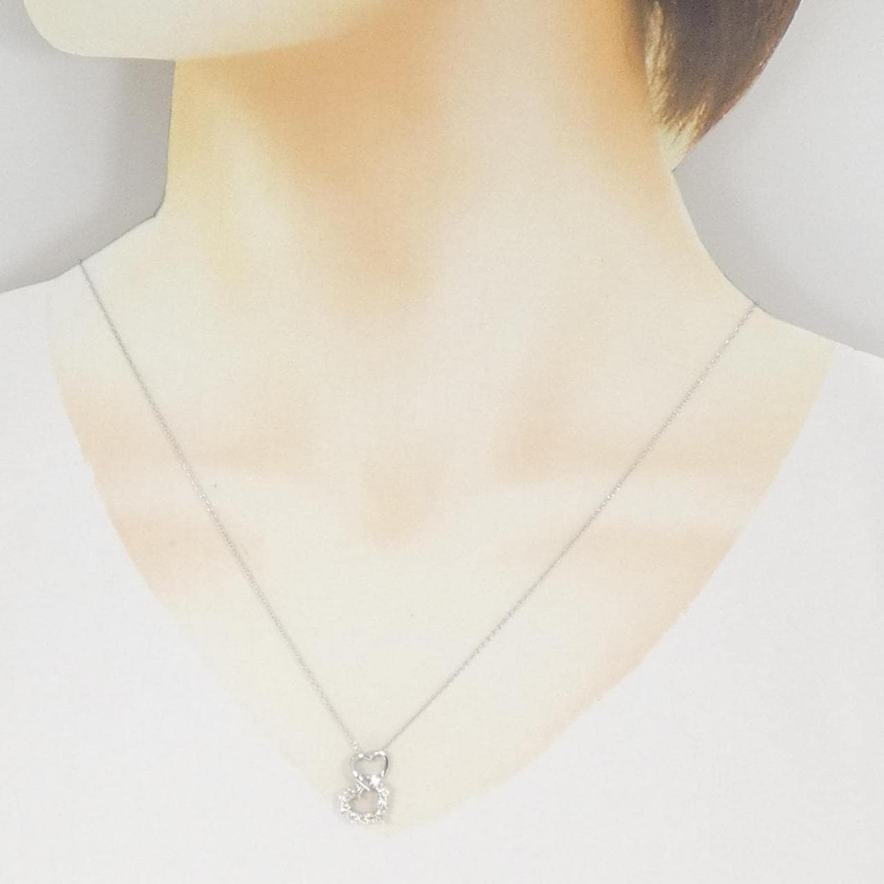 K18WG ハート ダイヤモンド ネックレス 0.50CT