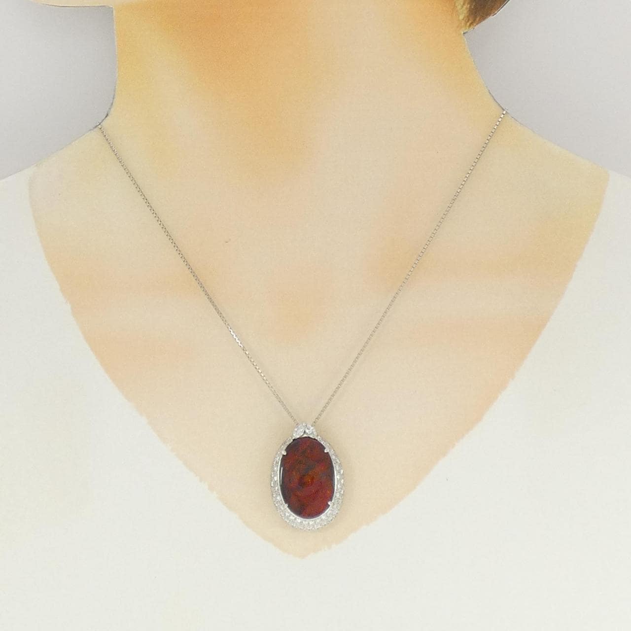 PT900/PT850 ブラックオパール ネックレス 9.42CT
